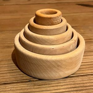 Grimm’s Wooden Toys Stacking Bowls Natural Color